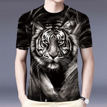 Animal Graphic 3D Tiger Printed Men Short Sleeve T-Shirt Casual O-neck Tops