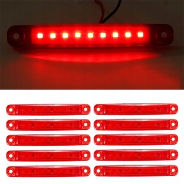 10шт. Фонари Боковые габаритные фонари 9LED 12V 24V, светодиодные, красные