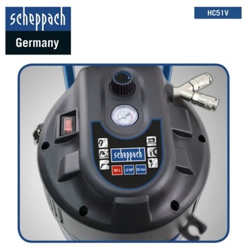 Безмасляный вертикальный компрессор Scheppach HC51V 50л 10 бар