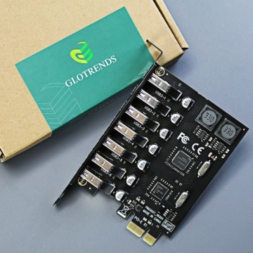 GLOTRENDS U3057 7-портовая карта адаптера USB-A 3.0 5 Гбит/с PCIe