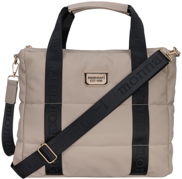 TOREBKA DUŻY SHOPPER LISTONOSZKA MONNARI PIKOWANA BEŻOWA PASEK