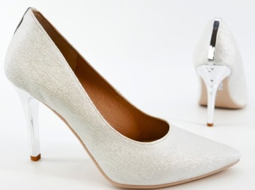 SKORPIO POLSKIE CZÓŁENKA SZPILKI SREBRNE BŁYSK R36