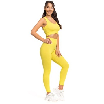 DAMSKI PRĄŻKOWANY KOMPLET CROP TOP + LEGGINSY S/36