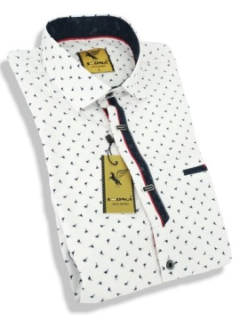 РУБАШКА МУЖСКАЯ, БЕЛАЯ, КОРОТКИЙ РУКАВ, УЗОР SDN 668 M 39/40