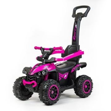 DZIECIĘCY JEZDZIK QUAD INTERAKTYWNY PCHACZ Z RĄCZKĄ BABYMIX Różowy MEGA