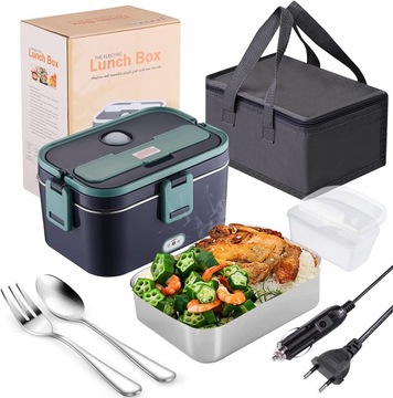 LUNCHBOX ELEKTRYCZNY PODGRZEWACZ JEDZENIA POJEMNIK PUDEŁKO 1.8L + TORBA