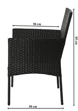 Комплект садовой мебели для отдыха, диван, 2 кресла, черный журнальный столик.