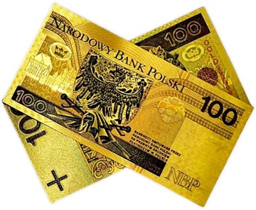 100 PLN WŁADYSŁAW II JAGIEŁŁO Красивая уникальная позолоченная банкнота из ПВХ