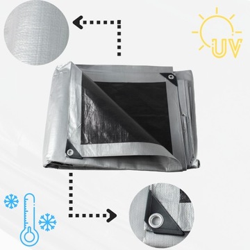 Брезент 5х5 ТОЛСТЫЙ Серебристый и Черный 260г Морозостойкий Водонепроницаемый УФ+++