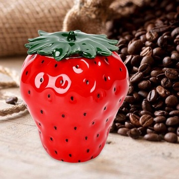 Ceramiczny, szczelny pojemnik do przechowywania w kształcie truskawki, przenośny, czerwony
