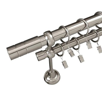 SREBRNY długi 280 cm karnisz 25+19 mm z żabkami