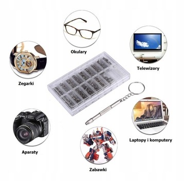 НАБОР ВИНТОВ И ГАЙК ВИНТОВ 1000 ШТ. ДЛЯ РЕМОНТА СТЕКОЛ М1,4 М1,6 СТАЛЬ