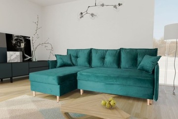 NAROŻNIK EMPORIO WELUROWY Z FUNKCJĄ SPANIA 236X151