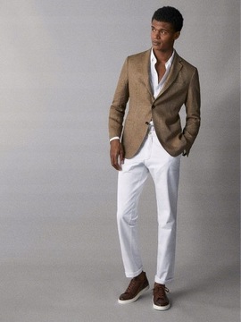MASSIMO DUTTI NOWE 42 białe SLIM FIT chinosy BAWEŁNA