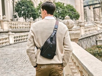 МАЛЕНЬКИЙ МУЖСКИЙ РЮКЗАК 2в1, СУМКА НА ПЛЕЧЕ, ЧЕРНАЯ КОЖА