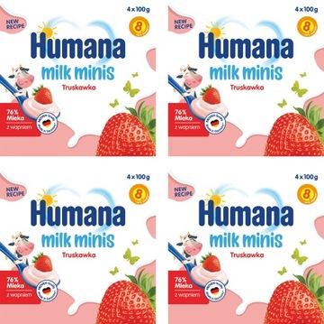 HUMANA DESEREK JOGURTOWY OD 8 MIESIĄCA O SMAKU TRUSKAWKOWYM 4x100G x4