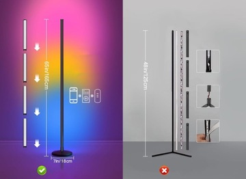 УГЛОВОЙ НАПОЛЬНЫЙ СВЕТИЛЬНИК LED RGB С ДИСТАНЦИОННЫМ УПРАВЛЕНИЕМ ПРИМЕНЕНИЕМ 165 СМ