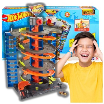 HOT WHEELS GARAŻ TOR WYŚCIGOWY WINDA DLA AUTEK SAMOCHODÓW +1 AUTA PREZENT