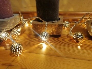 украшение стола ажур ШАРЫ 10шт LED 3хАА серебро