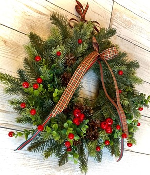 Wianek świąteczny na drzwi ozdoba stroik na stół girlanda prezent