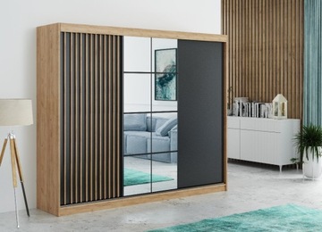 SZAFA Z LAMELKAMI I DUŻYM LUSTREM BOLT 250X61 BOHO