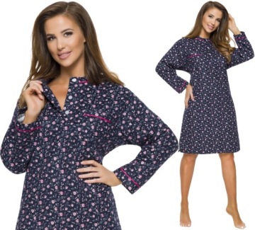 FLANELOWA BAWEŁNIANA DAMSKA KOSZULA NOCNA L