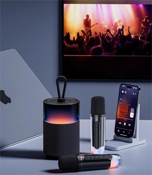 НАБОР КАРАОКЕ 2 МИКРОФОНА + БЕСПРОВОДНОЙ ДИНАМИК С BLUETOOTH 1200МАч