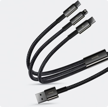 КАБЕЛЬ BASEUS STRONG 3IN1 USB TO LIGHTNING MICRO TYPE-C USB-C 3,5A 1,5M