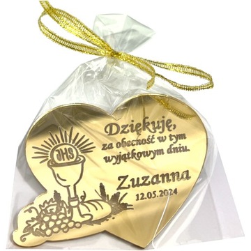 Благодарственный подарок для гостей, сувенир на причастие, золотой магнит в форме сердца.