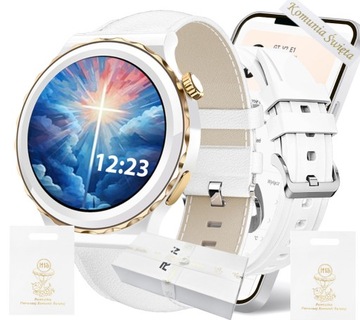 SMARTWATCH Komunia Święta zegarek dziecięcy BIAŁY ROZMOWY 2 PASKI