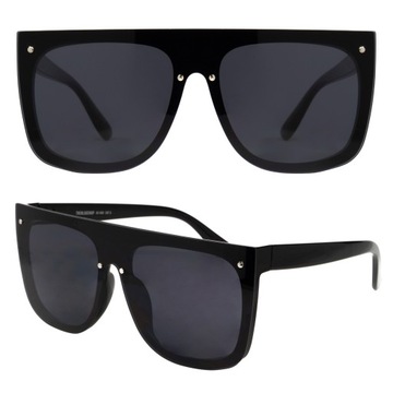 OKULARY DUŻE PROSTE Glam Oversize UV400 CZARNE