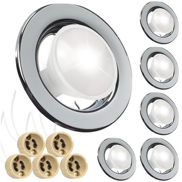 5x OCZKO OKRĄGŁA KOŁO OPRAWKA LED SUFITOWA METALOWA + ŻARÓWKA HALOGEN GU10