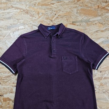 Koszulka Polo T-shirt FRED PERRY Casual Bordowa Nowy Model Męska M