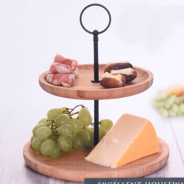 2-х ярусная бамбуковая подставка для деревянных тортов.