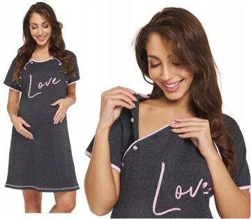 KOSZULA NOCNA CIĄŻOWA DO KARMIENIA DO PORODU LOVE XXL
