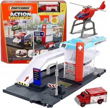 MATCHBOX PRAWDZIWE PRZYGODY - SZPITAL + HELIKOPTER RATUNKOWY GVY83