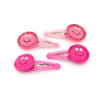 Spinki pyki smile podwójnie różowe 4 sztuki