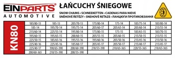 ŁAŃCUCHY ŚNIEGOWE NA KOŁA 13-17