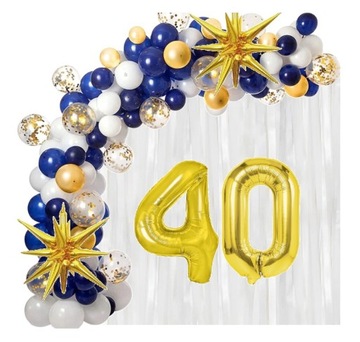Girlanda balonowa granatowa na 40 Urodziny elegancka balony z Kurtyną tło