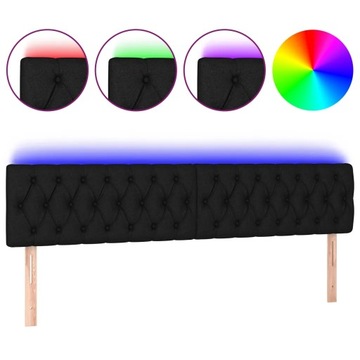 Zagłówek LED czarny 180x7x78/88 cm