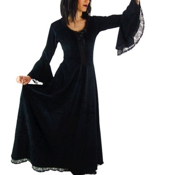 Czarna sukienka przebranie kostium średniowiecze