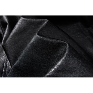 МОДНАЯ МУЖСКАЯ ЗИМНЯЯ ТЕПЛАЯ КОЖАНАЯ КУРТКА С МЕХОМ L