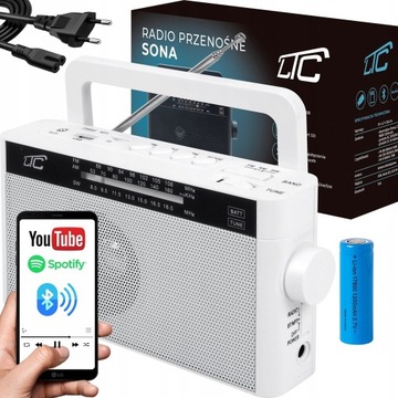 RADIO KUCHENNE NA AKUMULATOR PRZNOŚNE BLUETOOTH USB FM STYLOWE RETRO