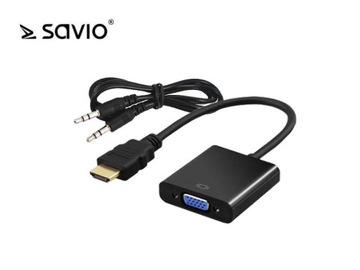 Kabel adapter Savio CL-23/B HDMI - VGA