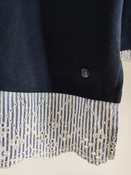 44/46 TOM TAILOR bluzka granatowa hafty prążek wiskoza minimalizm elegancja