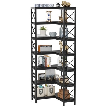 Полка угловая, 7-ярусная, высокая угловая полка 60x60x200см, черный