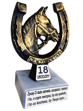 PODKOWA NA 18 URODZINY Prezent Statuetka z Koniem