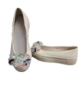 SANTORIO БАЛЕТКИ С ДЕКОРАТИВНЫМИ КАМНЯМИ SANT-08 БЕЖЕВЫЙ РАЗМЕР. 41