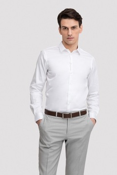 Biała super dopasowana koszula z bawełny rozmiar 176-182/43