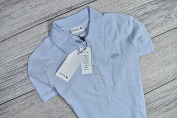 LACOSTE Polo Błękitna Logowana Slim Fit Damska 40